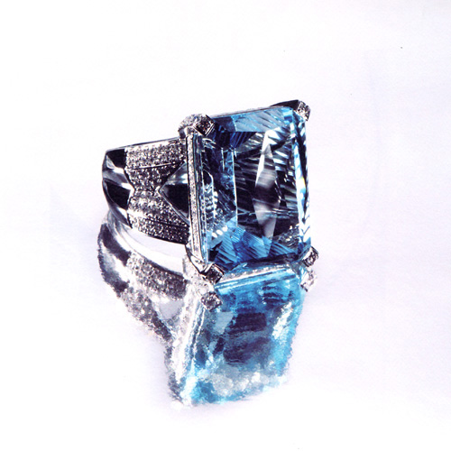 Aquamarine Platinum Ring