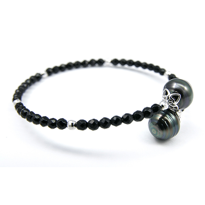 Onyx Tahitian Pearl Silver Bracelet