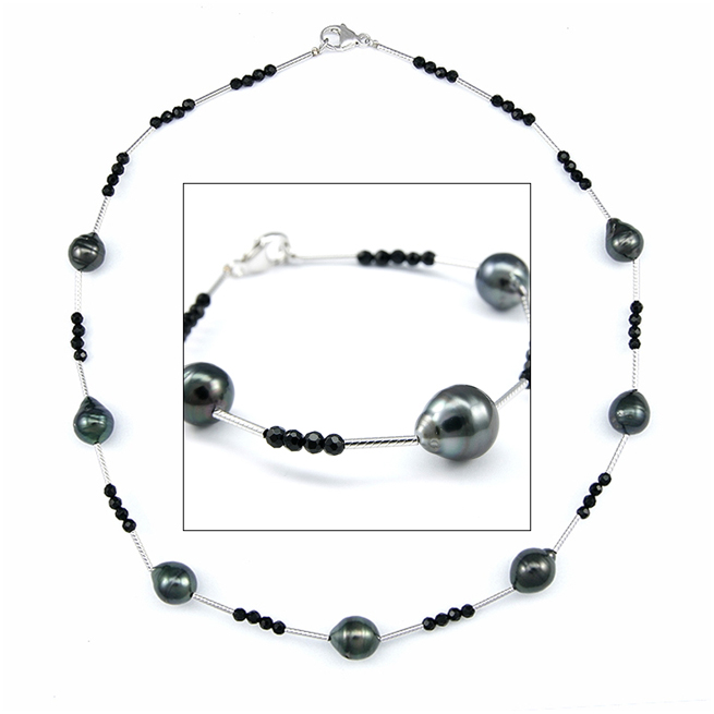Onyx Tahitian Pearl Bracelet / Necklace