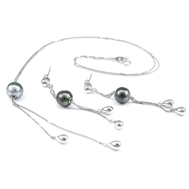 Moving-Pearl Tahitian Pearl Earring / Necklace