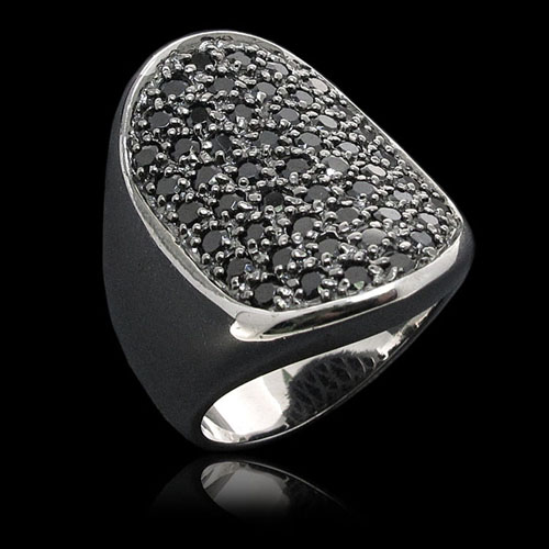 Sterling Silver Ring with Black CZ