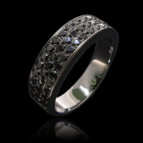 Silver Ring with Black CZ, Black Rhodium plating