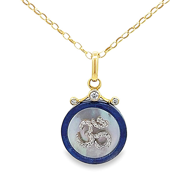 18KY Om round Pendant