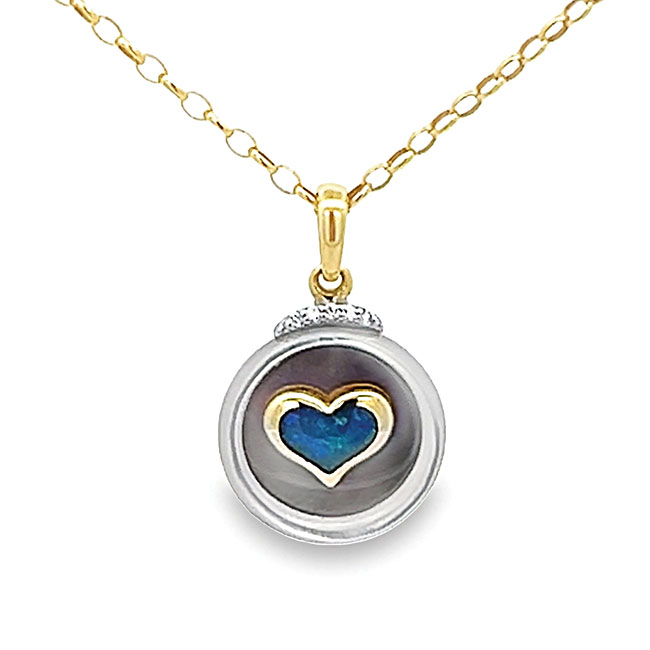 18KY Round Heart Pendant